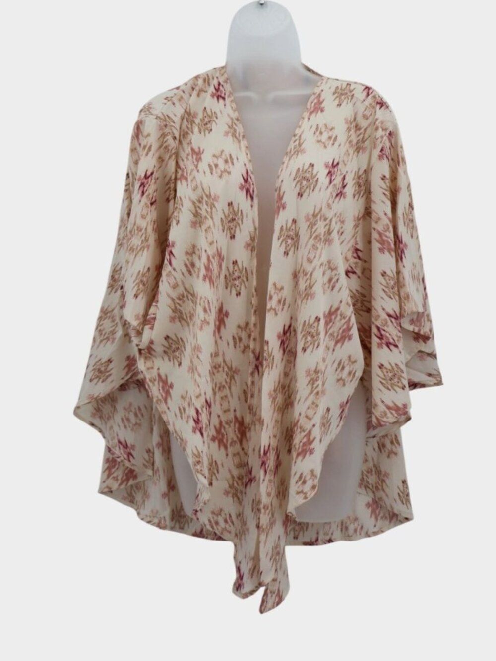 Melrose and Market 3/4 Dolman Sleeve Print Ruana Ivory Combo Kimono [OSFA] NWT